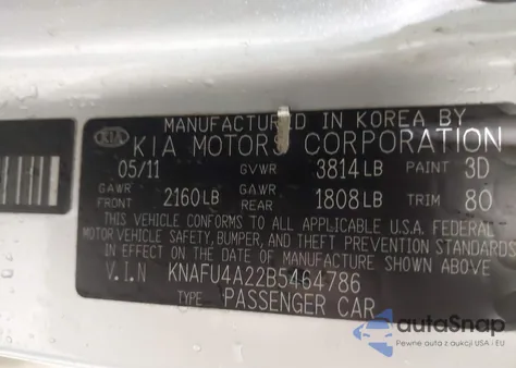 2011 Kia Forte Ex из США, поврежденный, VIN KNAFU4A22B5464786